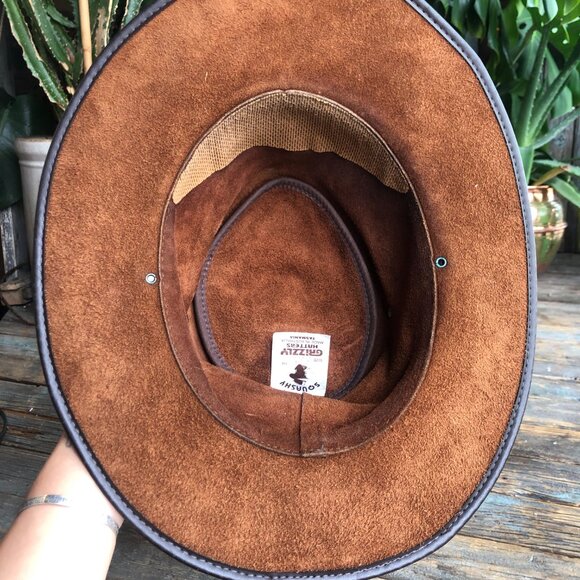 Grizzly Hatters Oiled Leather Australian Bush Hat , Outback Hat Size XXL - Picture 9 of 10